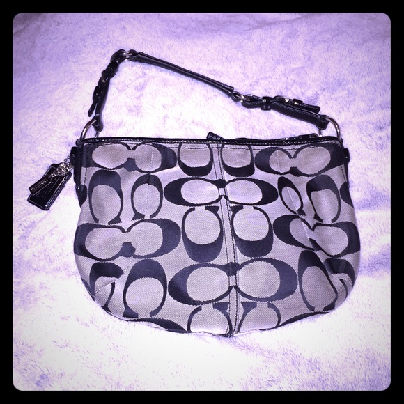 Gray/black Coach small hobo