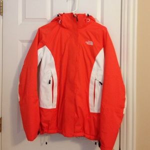 North Face Orange and White Winter Coat