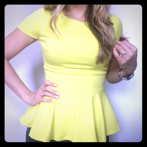 Electric Yellow Peplum Shirt
