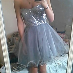 silver sequin homecoming/prom dress