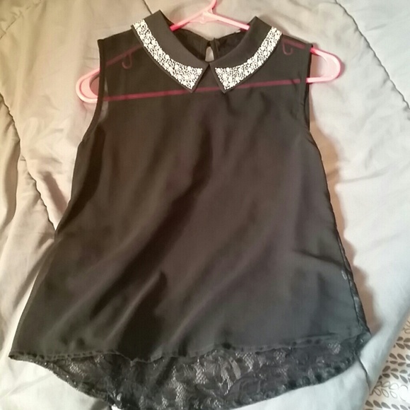 SOLD Sheer black collar top - Picture 1 of 4