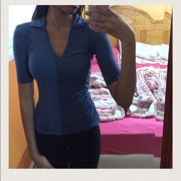 Blue fitted collared shirt - Picture 2 of 3