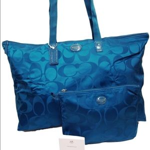 2 PIECE COACH SIGNATURE NYLON PACKABLE WEEKENDER