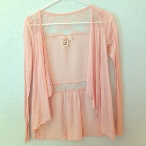 Thin Pink Lace Cardigan