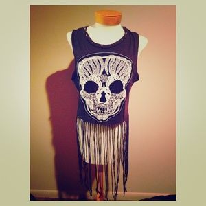 Skull crop top, fringe