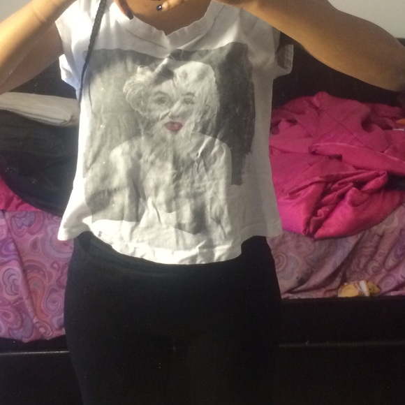 Marilyn Monroe white and Grey Semi- crop top