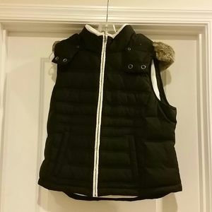 Black and White fleece lined hooded vest