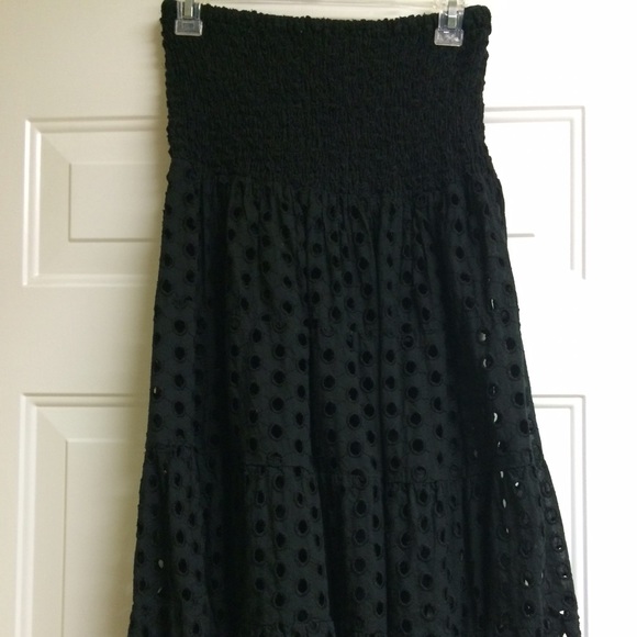 Black Eyelet Swimsuit Coverup/Dress size L