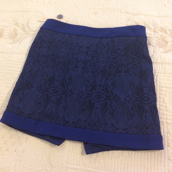 Blue Asymmetric Mini Skirt - Picture 2 of 3