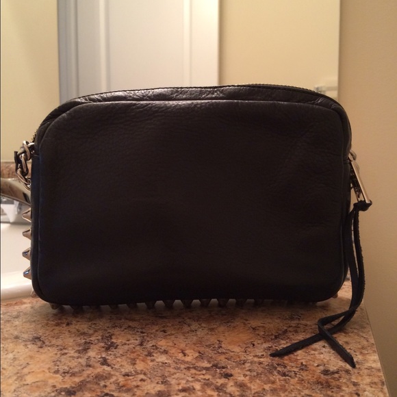 Black Leather Purse with silver chain strap