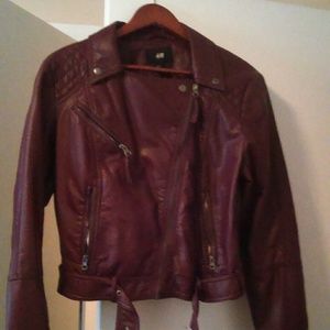 H&M Burgundy faux leather jacket
