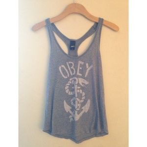 Obey Anchor & Snake Heather Grey/Blue Tank Top