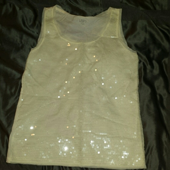 2/$10 White sequin front dressy tank