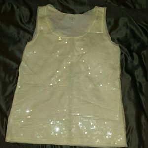 2/$10 White sequin front dressy tank