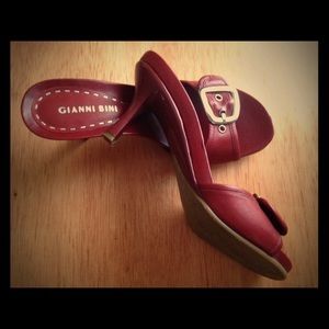 Gianni Bini Red Leather 2In Heel Sandals