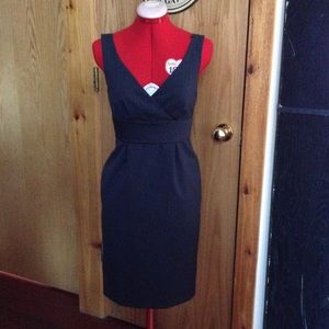 Black and gray pinstripe dress.