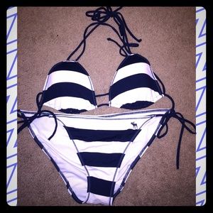 👙Navy Blue & White Stripped String Bikini Set👙