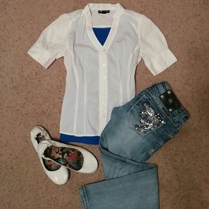 White button up top