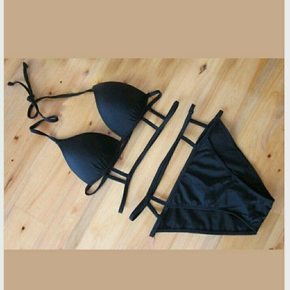 Black cut out bikini top