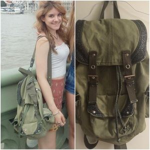 Green cloth backpack
