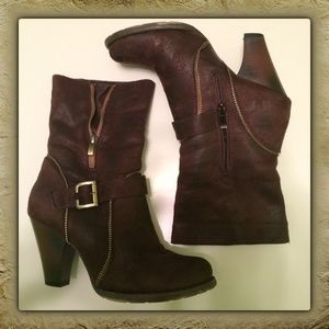 Cathy Jean Faux Suede Brown Boots