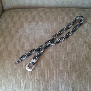 Black white and grey braided belt