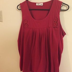Red sleeveless top