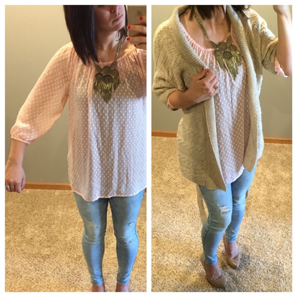 Sheer pink polka dot top! - Picture 3 of 3