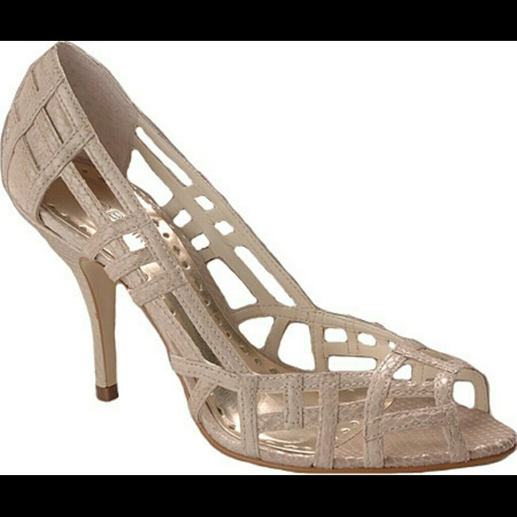 BCBGirl iriana party leather heel shoes in beige