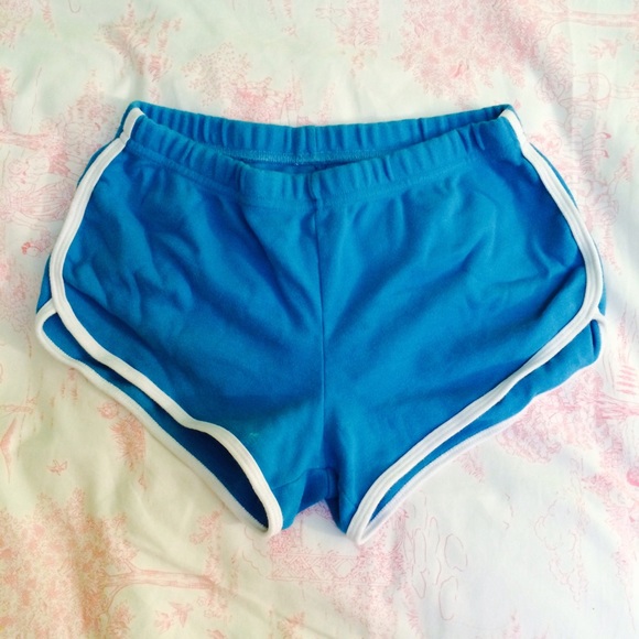 Bright blue booty shorts