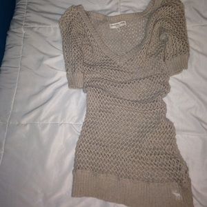 Beige mesh bathing suit cover-up!Or layering shirt