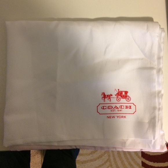 White and Red Coach Dust Bag Cover