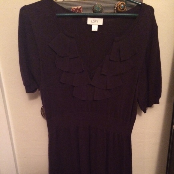 Short sleeve dark purple sweater dress. Large