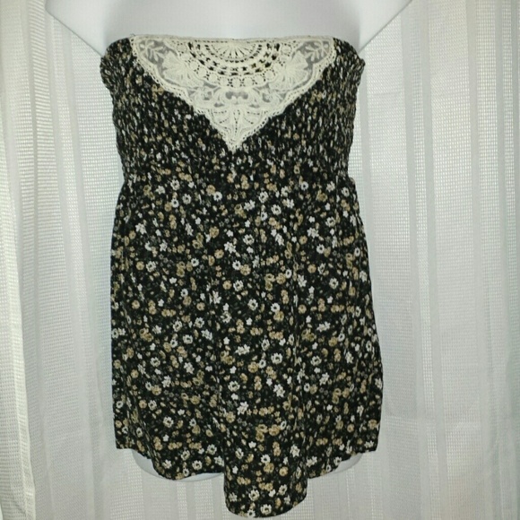 39% off Tops - Floral babydoll tube top with crochet from ...