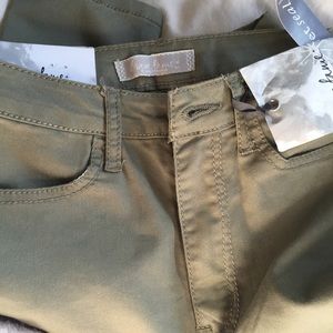 High Rise olive green jeans