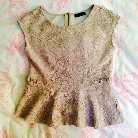Beige Peplum Top