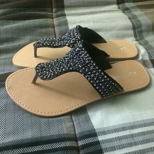 Black rhinestone sandals