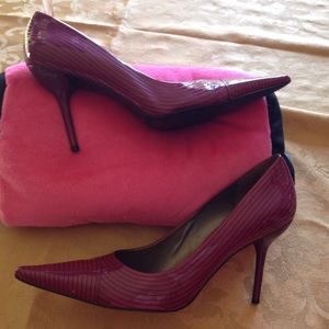Purple striped patent stiletto's BCBG size 8.5