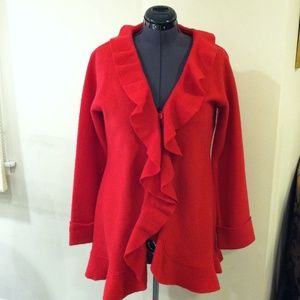 Boston proper circular ruffle wool jacket