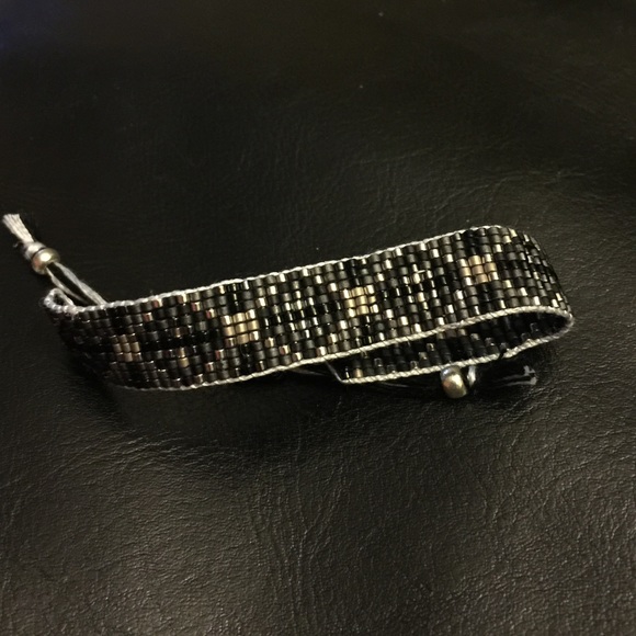 ***SOLD*** Black and silver beaded bracelet.