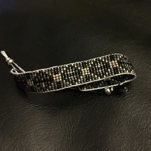 ***SOLD*** Black and silver beaded bracelet.