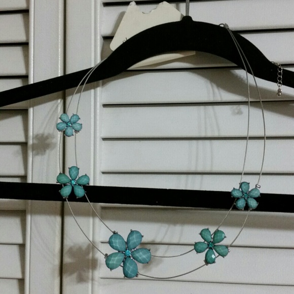 Christopher Bank Teal Floral Necklace