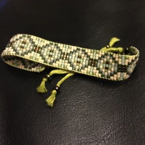***SOLD***Green and bronze beaded bracelet