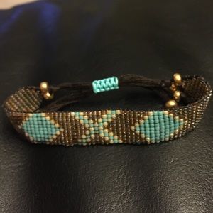 *** Sold*** Bronze and turquoise beaded bracelet