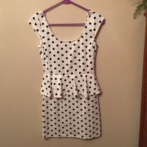 Polka dot peplum dress