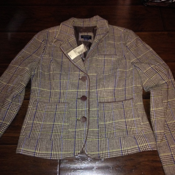 women's American eagle multi color plaid blazer