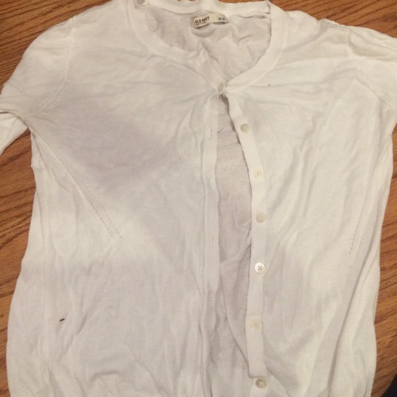 White button up sweater