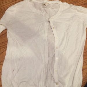 White button up sweater