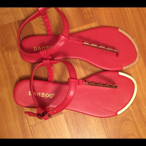 Stunning Bamboo Red & Gold Sandals. ✨