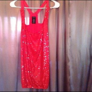 Gorgeous hot coral sequin racerback top size 1x